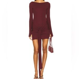 SEVEN WONDER Petra Sleeved Mini Dress in Wine